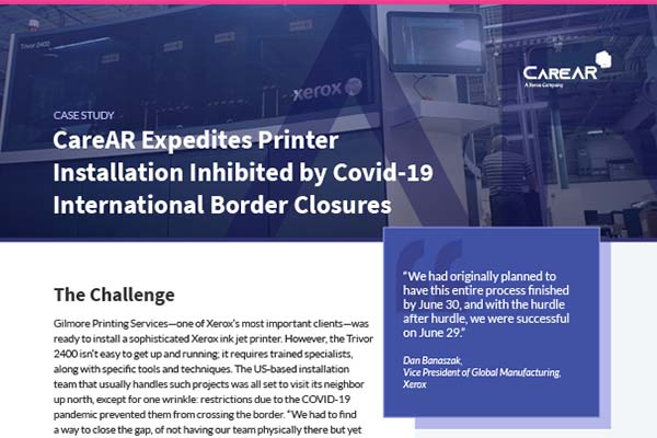 CareAR Expedites Printer Installation Impacted by Covid-19 International Border Closures
