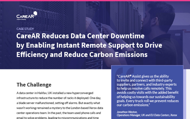 CareAR reduces data center downtime by enabling instant remote support to drive efficiency and reduce carbon