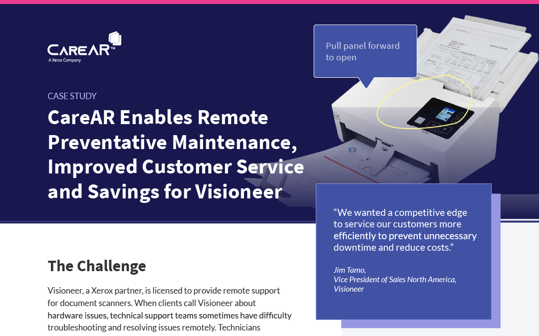 CareAR enables remote preventative maintenance, improved customer service and savings for Visioneer