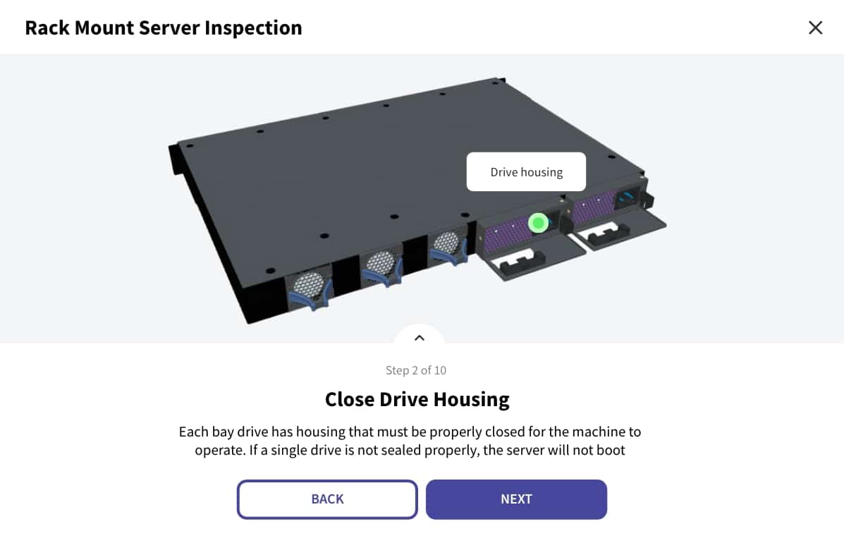 Digital twin rack server self-solve instructions
