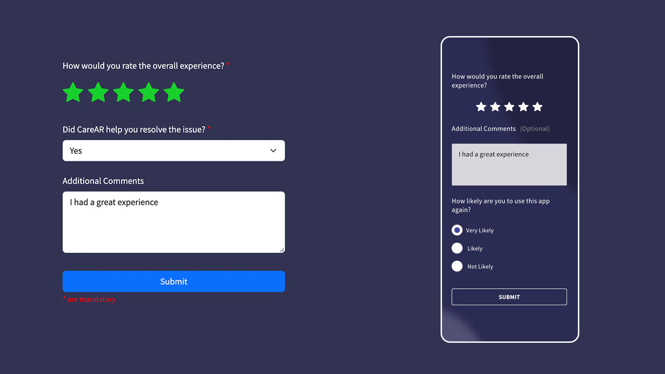 post customer call survey with CareAR Assist